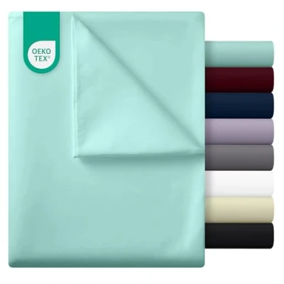 Image de Utopia Bedding Drap Plat pour 2 Personnes Dimensions du Dessus 225 x 255 cm Coloris Bleu Spa en Microfibre Polyester brossé Doux lit 135 190