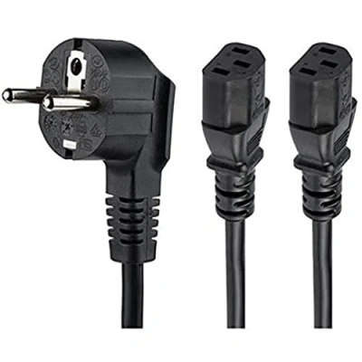 Image de StarTech.com Cordon d&#039;Alimentation en Y pour PC, 2m, 18AWG, UE Schuko vers 2x C13, 10A 250V, Noir, Câble Imprimante UL Listed (PXT101YEU2M)