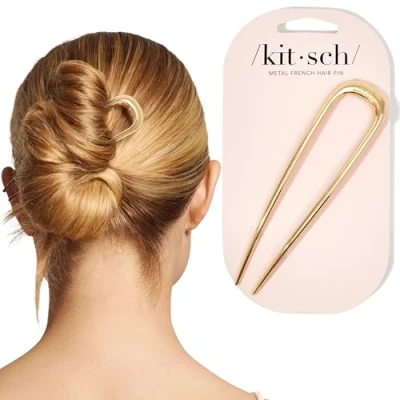 Image de Kitsch Épingles à cheveux françaises en métal pour femme, épingles dorées épais, forme de U, tous les types cheveux,