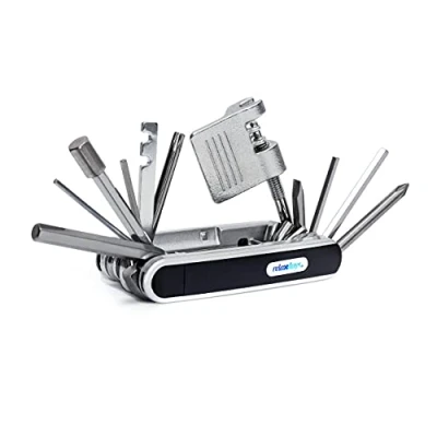 Image de Relaxdays Kit de réparation pour vélos Multi outils 14 clés pliable à poche bicyclette HxlxP: 2,5 x 9 4,5 cm, noir