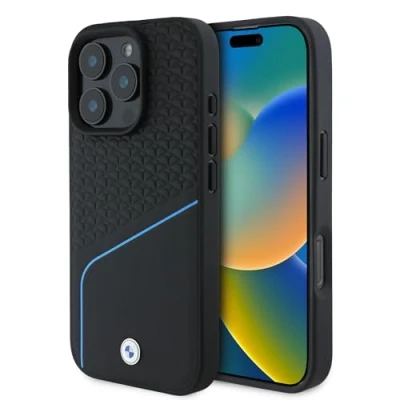 Image de Étui BMW pour iPhone 16 Pro Max 6.9 noir étui rigide Sign Leather Textured And Line MagSafe Neuf