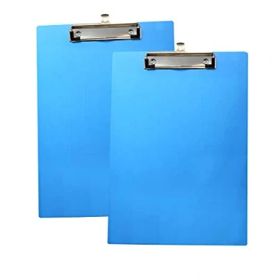 Image de TUKA 2x A4 Porte bloc en Aluminium, avec Pince, Haute Résistant Planchettes Aluminium de Qualité, Idéal pour le Travail Quotidien, Clip Planches 2er Pack Couleur Bleue, TKD8025 blue