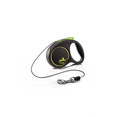 Image de Flexi, Laisse Modèle Black Design, Version Cordon, Forme Moderne et Ergonomique, Système de Guidage perfectionné, à Enrouleur, Made in Germany, Black/Green, XS 3m