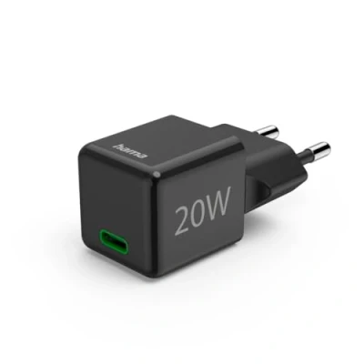 Image de Hama 20W Chargeur USB C Rapide Compatible iPhone, Samsung [PD + QC 3.0] [Recharge Optimisée] [1 Port C] Noir