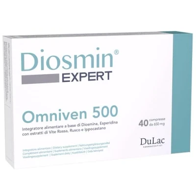 Image de Dulàc Complément pour Circulation Veineuse et Lymphatique, Jambes Lourdes, Varices Hémorroïdes Omniven 500 40 Comprimés Diosmine Hespéridine