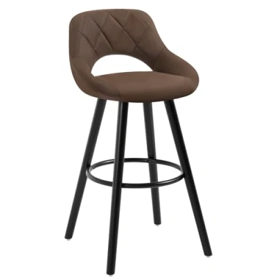 Image de WOLTU 1 pièce Tabouret de Bar en Tissu Scientifique Structure Bois Massif,Tabouret Haut Brun Foncé BH291dbr
