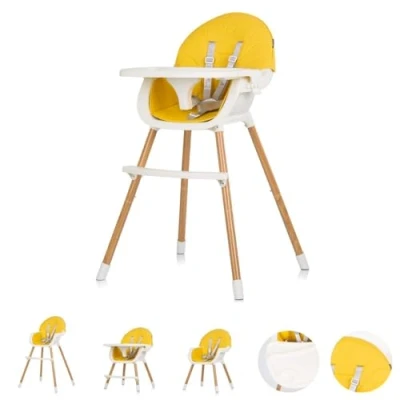 Image de Chipolino, Rio 2 in 1 highchair, chaise haute pieds antidérapants harnais, coloris:jaune blanc