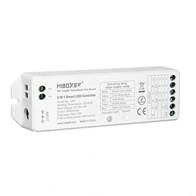 Image de LGIDTECH LS2 Miboxer bande lumineuse LED sans fil 2,4GHz contrôleur 5 en 1,compatible avec unicolore,RGB,RGBW,CCT,RGB+CCT,contrôle par APP pour via la passerelle WL Box1(exclue)