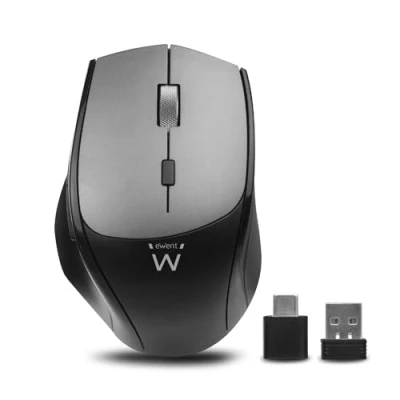 Image de Ewent Souris Sans Fil Bluetooth et Wireless, Deux récepteurs Nano USB A C, Clés Silencieuses, 2400 DPI, Portable pour MacBook/Tablette/iPad/Ordinateur Portable/PC/Notebook, Noir