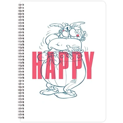 Image de Clairefontaine 813057C Un Carnet à Spirale Obélix A5 14,8x21cm 148 Pages Lignées papier Blanc 90g Finition mat avec vernis sur motifs Collection Astérix 4 visuels, livraison aléatoire