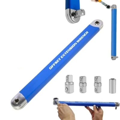 Image de KmoNo Pro Zero Offset Extension Wrench, 2024 New Tight Reach Wrench Set, With 1/2&quot;, 1/4&quot; and 3/8&quot; Square Drive Adapters