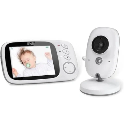 Image de GHB Babyphone Caméra 3.2 inches Bébe Vidéo LCD Couleur Bébé Surveillance 2.4 GHz Communication Bidirectionnelle Vision Nocturne Capteur de Température