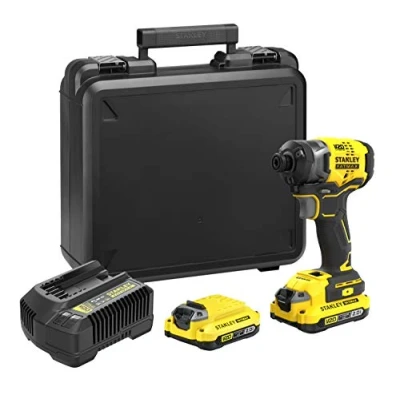 Image de STANLEY FATMAX V20 Visseuse à Impacts Sans Fil 18 V Li Ion Moteur Brushless 190 Nm 3800 cps/mn avec 1 Mallette 2 Batteries Ah SFMCF820D2K QW