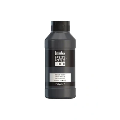 Image de Liquitex 8870439 Basics Fluid Peinture acrylique à consistance fluide, séchage rapide, résistante la lumière, imperméable, base d&#039;eau, Flacon de 250 ml, Graphite Iridescent