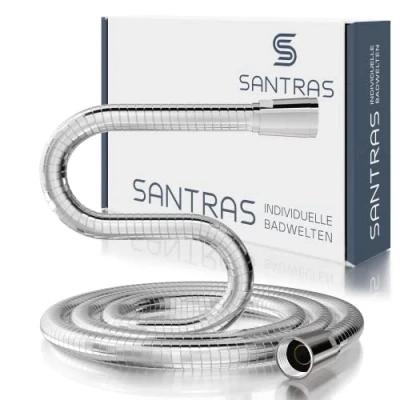 Image de SANTRAS® flexible de douche PREMIUM chrome 3.00 m MADE IN GERMANY avec économiseur d&#039;eau Particulièrement et résistant à la torsion flow limiter