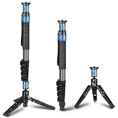Image de SIRUI P 325FL Monopode en Fibre de Carbone avec Pieds, 67&quot; Professionnel pour Appareil Photo, Voyage léger et Portable Photo DSLR, Charge maximale 22lbs, Compatible