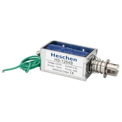 Image de Hechen Électroaimant solénoïde, HS 1264B, DC12V, 2.5A, 55N, course 10mm, serrure de porte à cadre ouvert Type push pull