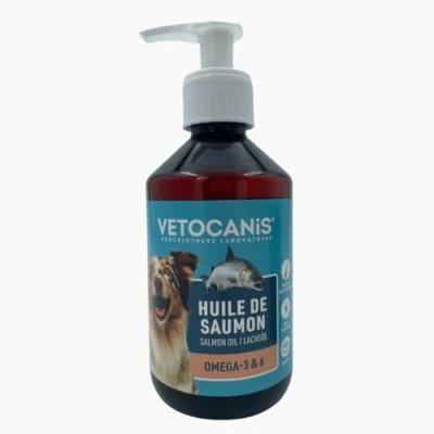 Image de Vetocanis Huile de Saumon pour Chien et Chat Aliment Complémentaire A Base d&#039;Oméga 3 6 Hygiène Santé du 250 ML