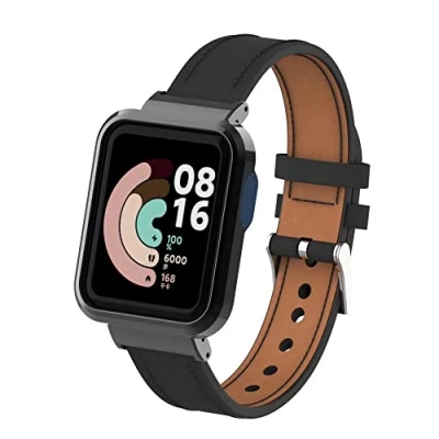 Image de nuosiweilang Bracelet Compatible pour Xiaomi Mi Watch Lite/Redmi Watch,Mi Lite de Remplacement en Cuir Redmi Watch/Xiaomi Lite,Noir