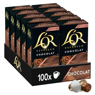 Image de L&#039;OR Café Espresso Chocolat Rond Subtil Compatible Nespresso ®* 10 lots de capsules aluminium