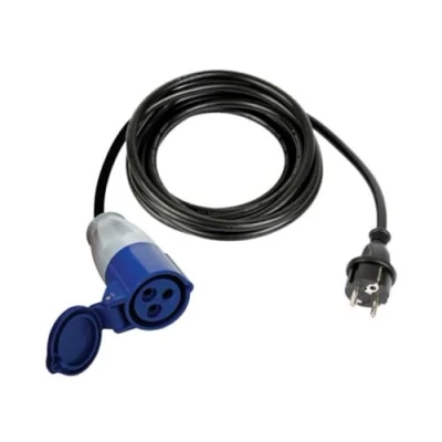 Image de Perel Câble Adaptateur, H07RN F 3G12.5, 0.4 m, 16 A/230 V, 3680 W, Type E/F vers CEE, Usage intérieur et extérieur, Caoutchouc, Bleu