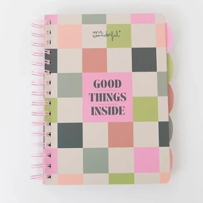 Image de Mr. Wonderful Cahier A5 avec intercalaires Couverture rigide Reliure spirale Bonnes choses à l&#039;intérieur 160 pages carrées