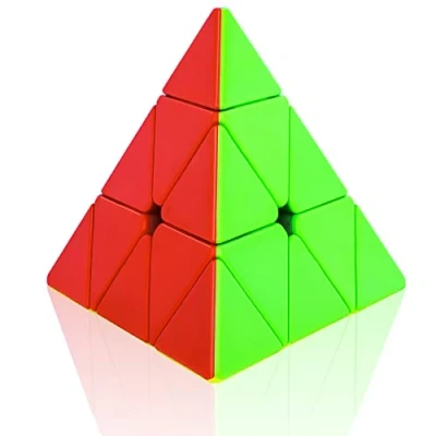Image de Cooja Pyraminx Speed Magic Cube Pyramide Puzzle Magique de Vitesse sans Autocollant, Durable Lisse Rapide Facile à Tourner Jouets pour Garçons Filles