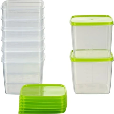 Image de MiraHome Lot de 8 boîtes Alimentaires congélation 0,75 l carrées qualité autrichienne (Vertes, 11 x 9,5 cm, l)