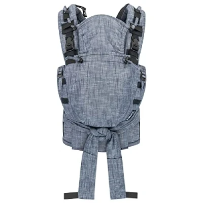 Image de Hoppediz Porte bébé Nabaca, dès la naissance (2.5 20 kg), Inclus un panneau dorsal interchangeable en deux tailles (S &amp; M), Taille Réglable, Basic Set denim