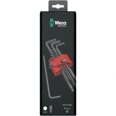 Image de Wera 05073596001 950 PKL/9 BM N SB Jeu de clés mâles coudées, system. métrique, BlackLaser, 9 pièces, Noir