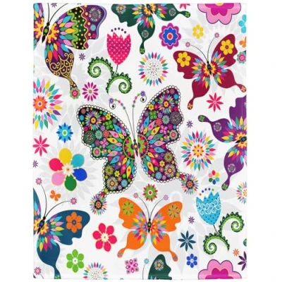 Image de YISUMEI Couverture confortable, chaude, douce, facile d&#039;entretien, lavable en machine, motif papillon coloré 125 x 200 cm