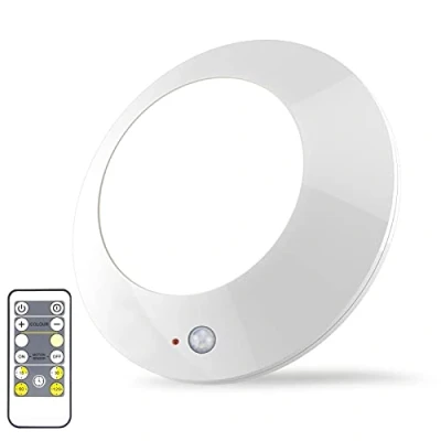 Image de HONWELL Plafonnier LED, à détecteur de mouvement sans fil piles, Lampe Plafond 250LM, 8000K Luminaire avec télécommande, LED Rond pour Escalier, Couloir, balcon