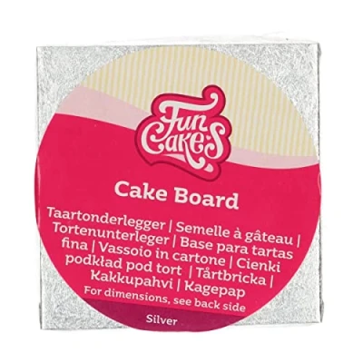 Image de FunCakes Cake Board Carré 10 x cm Argent : Board, Base pour gâteau, Haute qualité, Aspect luxueux, 1 pièce.