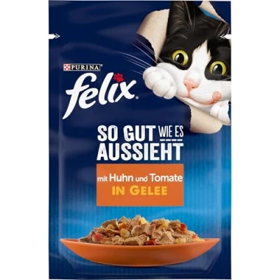 Image de FELIX Nourriture pour Chat Humide en gelée, avec Poulet et Tomate, Lot de 26 (26 x 85 g)