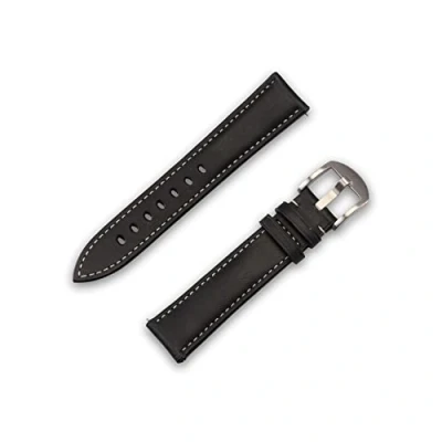 Image de JT Berlin Charlie Bracelet de rechange en cuir et acier inoxydable pour Samsung Galaxy Watch/Amazfit/Garmin Forerunner 20 mm Noir/argenté