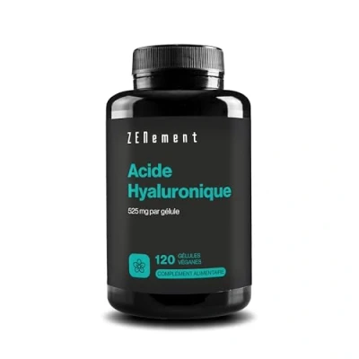 Image de Acide Hyaluronique Pur 525 mg x120 Gélules Végans Pour 4 Mois Complément Alimentaire Cheveux, Peau, Yeux &amp; Articulations Hyaluronate de Sodium Soit Sel l&#039;Acide en