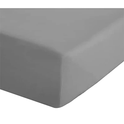 Image de Catherine Lansfield Facile à Repasser Percale Infroissable, Polyester Coton, Gris, Drap Housse Double