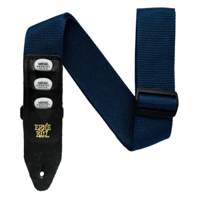 Image de Ernie Ball Sangle de guitare en polypropylène, avec support pour médiator, bleu marine