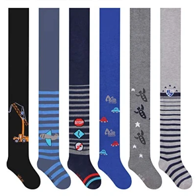Image de L&amp;K II Lot de 6 Bébé Enfants Collants Chaussettes Coton avec motif grues étoilées et nuages multicolore 27254 110 116