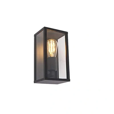 Image de QAZQA charlois Applique murale 1 lumière L 14 cm Noir Rustique éclairage extérieur