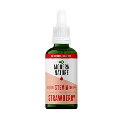 Image de Modern Nature Gouttes de Stevia Liquide Saveur Fraise Zero Calories et Sans Sucre Flavour Drops pour l&#039;Eau, The, Protein, Yogourt Keto Edulcorant Alternative Saine 50ml