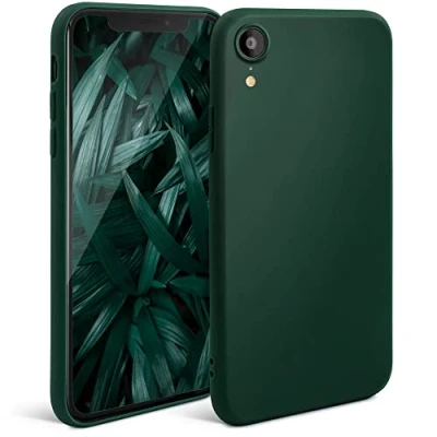 Image de Moozy Minimalist Series Coque en silicone pour iPhone XR, Vert minuit Finition mate fine et souple TPU Neuf