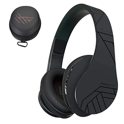 Image de PowerLocus Casque Bluetooth Audio stéréo Pliable sans Fil et Filaire avec Micro intégré, SD/TF, FM pour iPhone/Wiko/Samsung/iPad/PC (Noir)