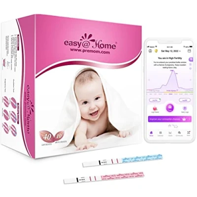 Image de Easy@Home Tests d&#039;Ovulation et de Grossesse Précoce en Bandelette, 40LH+10HCG Soutenu par l’APP Fertilité Gratuite PREMOM