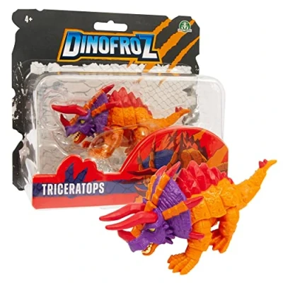 Image de Giochi Preziosi Dinofroz Blister de Personnages Dino&amp; Dragons Assortiment B Triceratops, Action Figures Articulées Et Riches en Détails, pour Enfants À partir 3 Ans, Dnb10300