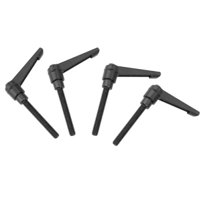 Image de 4 Pièces Poignée de Serrage Réglable M5 x 16MM, Levier Réglable, Boutons Machine Filetage Mâle en Acier Inoxydable M5, Noir (16/20/25/32/40/50MM)