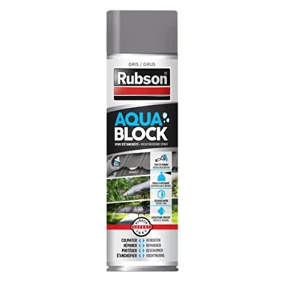 Image de Rubson Aquablock Revêtement d&#039;Étanchéité en spray Gris 300 ml, d&#039;étanchéité pour colmater fuites et fissures, caoutchouc liquide réparations séchage rapide