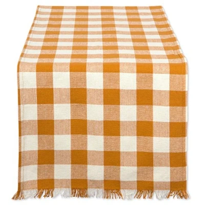 Image de DII 100% Coton à Franges épais Serviette de Table, Pumpkin Spice Checker, Table Runner 14x108