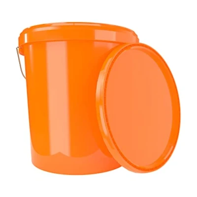 Image de FixedByU seau avec couvercle 16 litres orange Convient à un usage alimentaire, hermétique et stable, vide poignée pour aliments, chimie, mur, peinture, poudre laver, colles