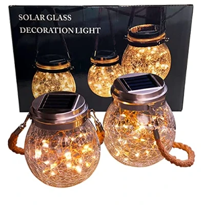 Image de Lot de 2 verres solaires à LED Verre solaire jetable 30 11,5 x 14,5 cm Blanc chaud Avec batterie Lampe jardin Lanterne